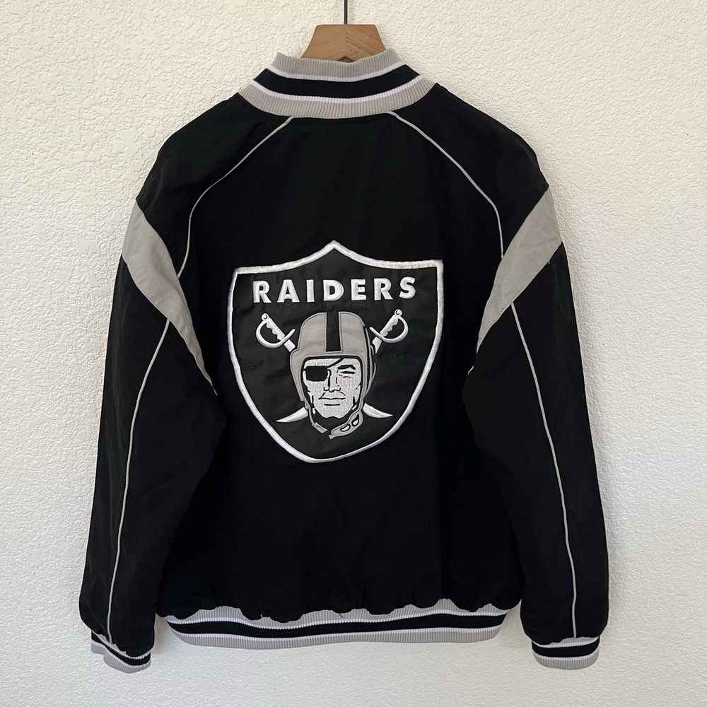 Vintage NFL Raiders Reversible Jacket G3 Super Bowl XV XL Full Zip Bomber Y2K